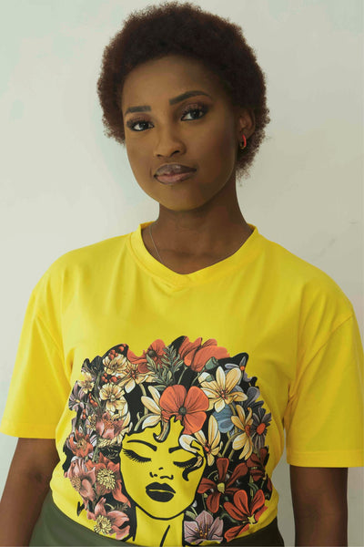 "BLOSSOMed" V PREMIUM Afro Tee