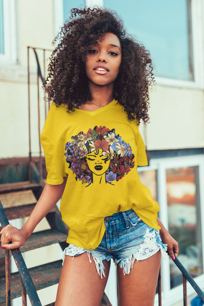 "BLOSSOMed" V PREMIUM Afro Tee