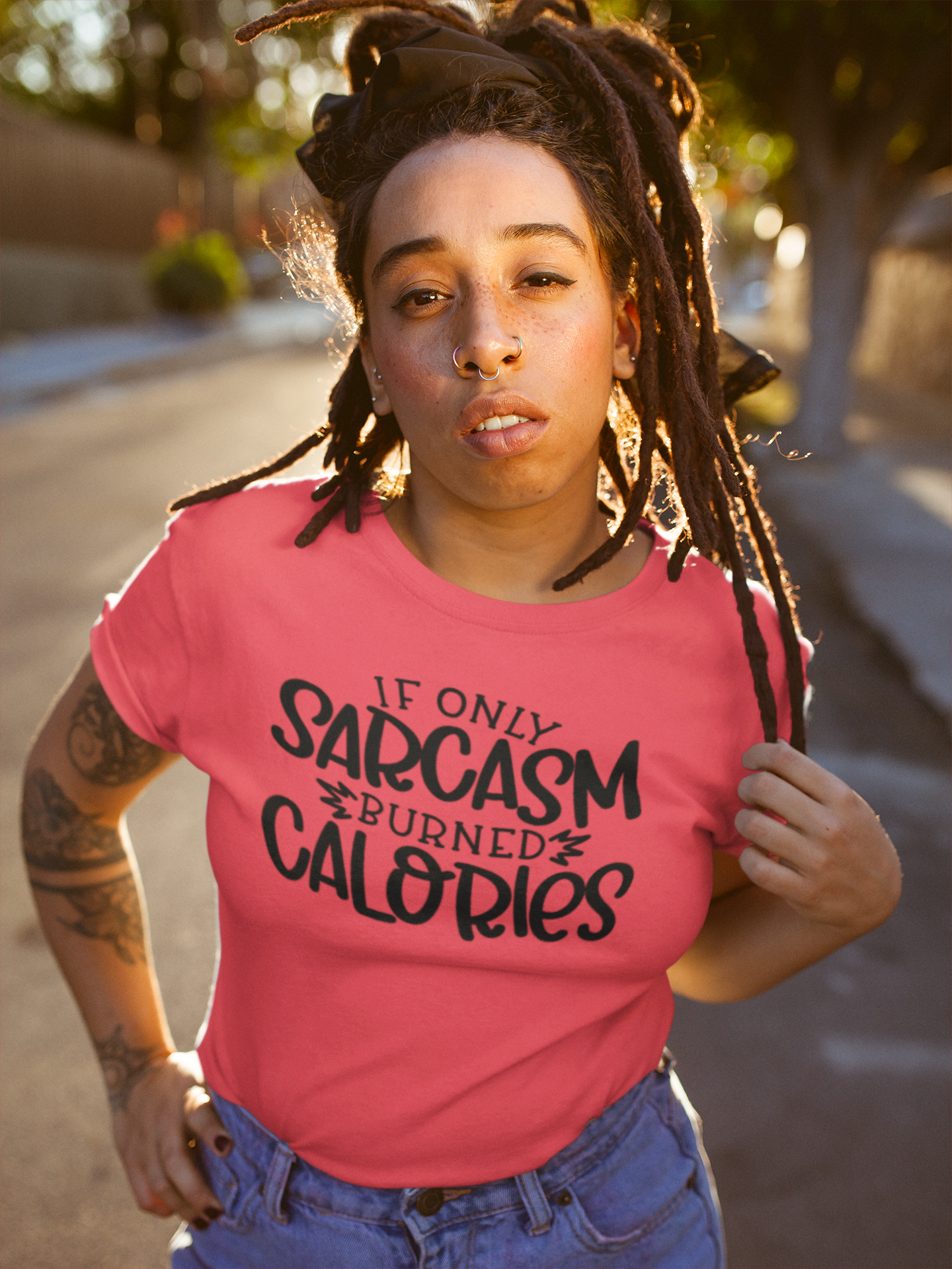 "SARCASM & CALORIES" Talking Tee