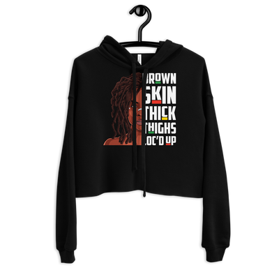 "BROWN & THICK" Afro Crop Premium Hoodie